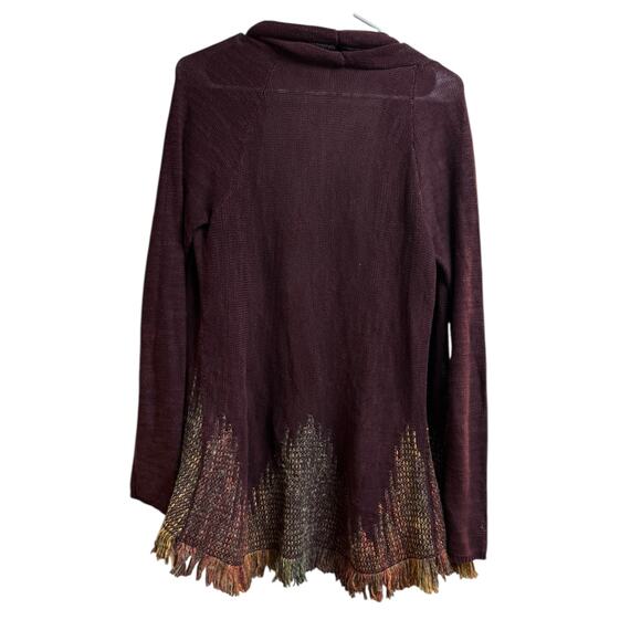 Anthropologie Moth Nevis Open Front Cardigan Sweater Medium Fringe Hem - Picture 10 of 10